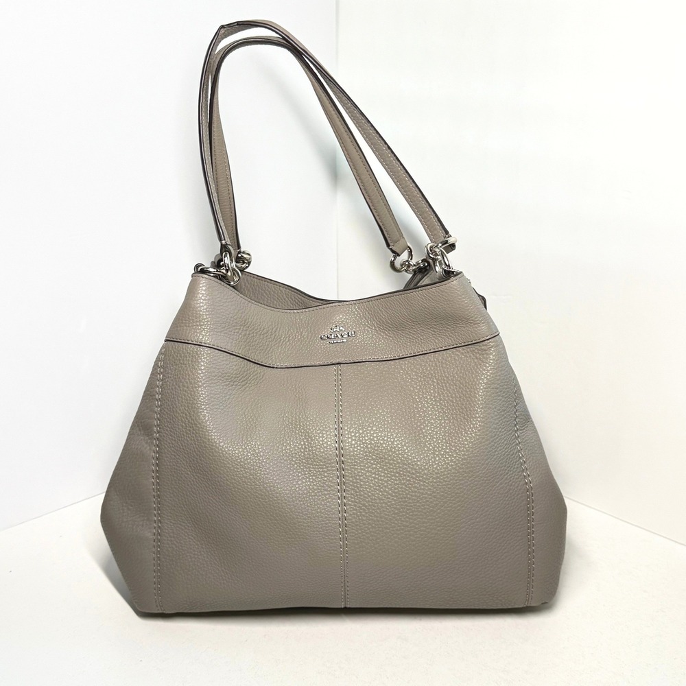Coach Lexi Shoulder Bag Taupe Grey Pebbled Leather Hobo F57545